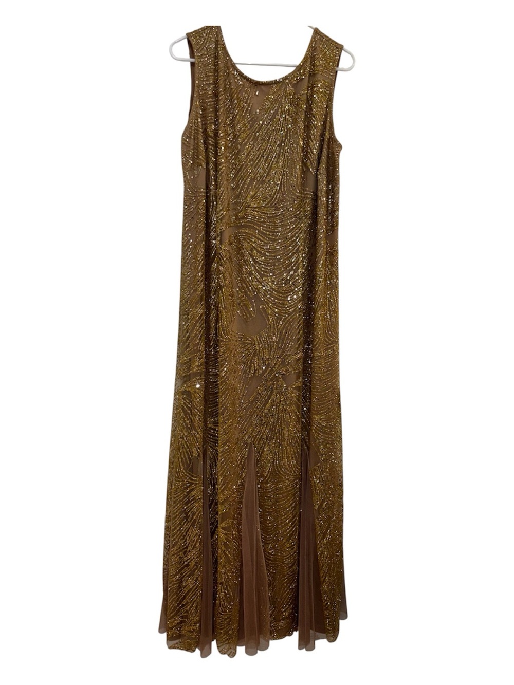 Gold Beaded Sleeveless Maxi Dress